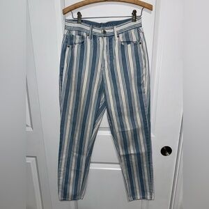 American Eagle Outfitters Blue and White Striped Mom Jeans
